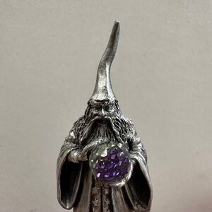 Rare Perth Pewter Wizard Figurine Crystal Ball Signed RAY LAMB